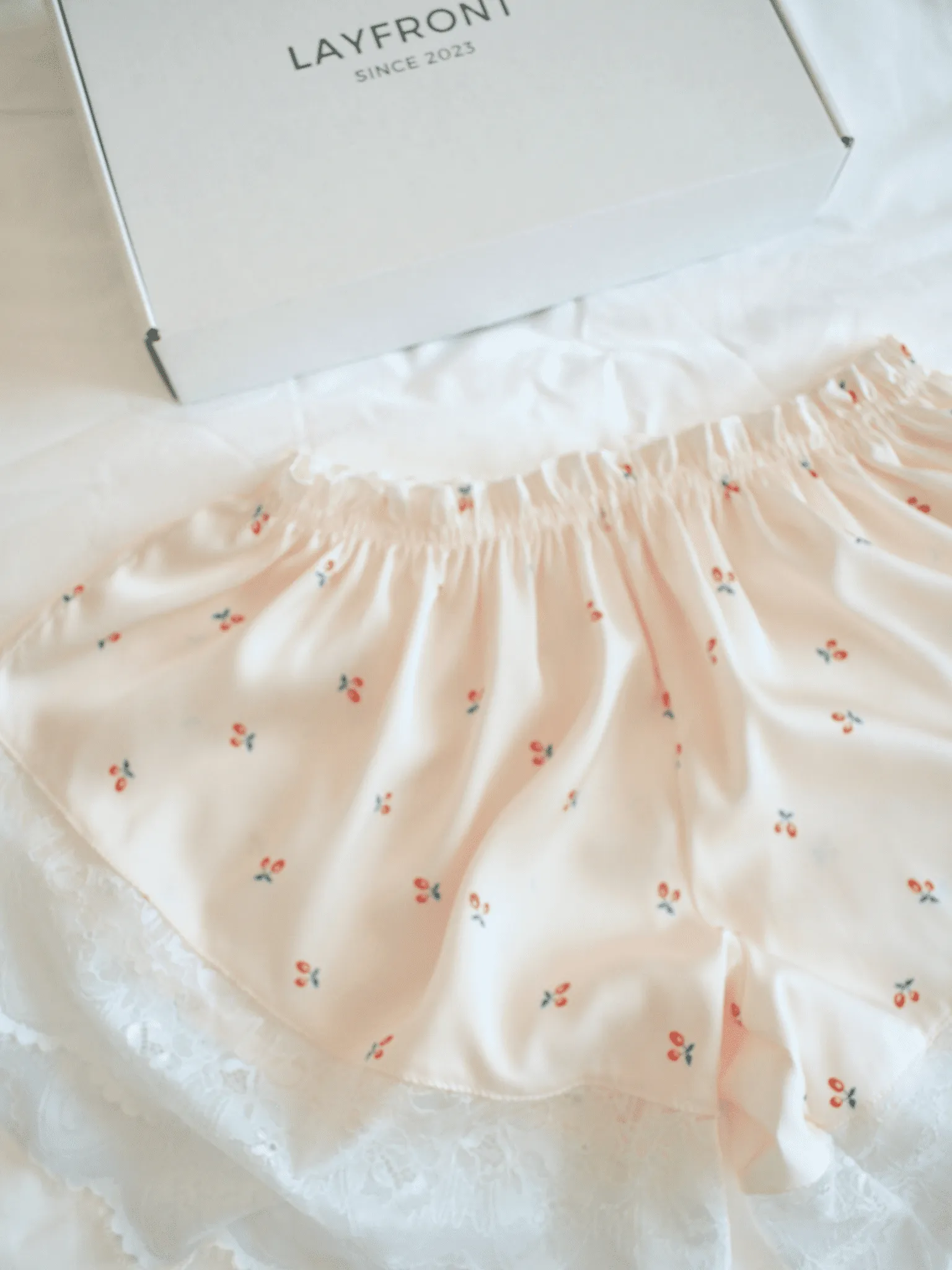 Cherry Satin Cami Short Pajamas Set