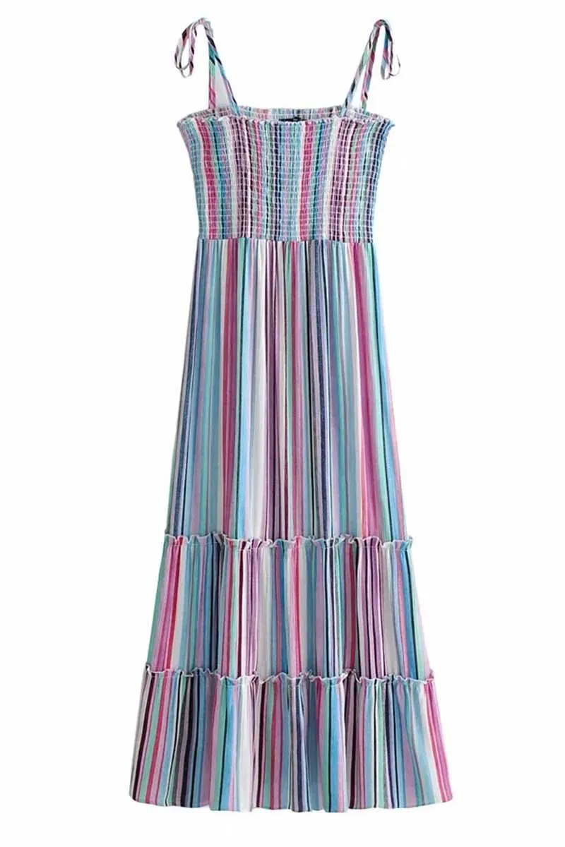Chicindress Colorful Stripe Print Dress