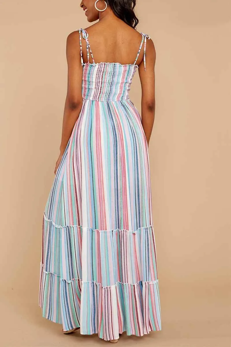 Chicindress Colorful Stripe Print Dress