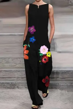 Chicindress Embroidered Cotton And Linen Jumpsuit