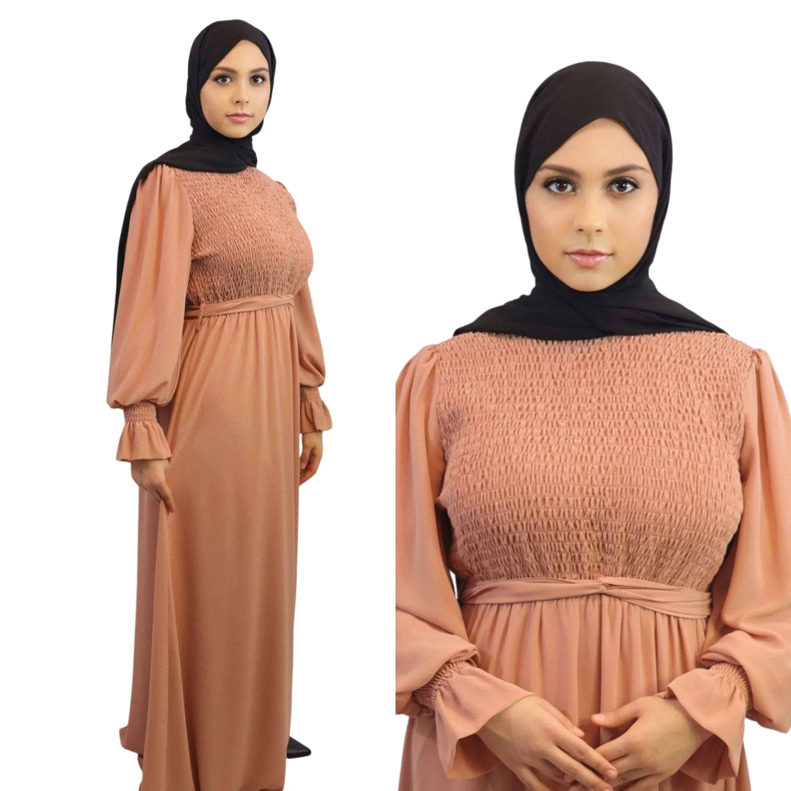 Chiffon Fully Lined Smocked Maxi Dress- Ameera