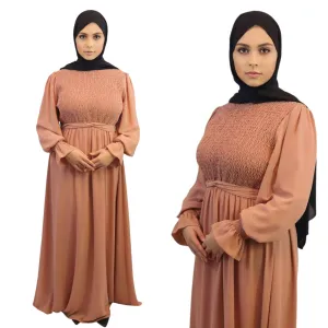 Chiffon Fully Lined Smocked Maxi Dress- Ameera