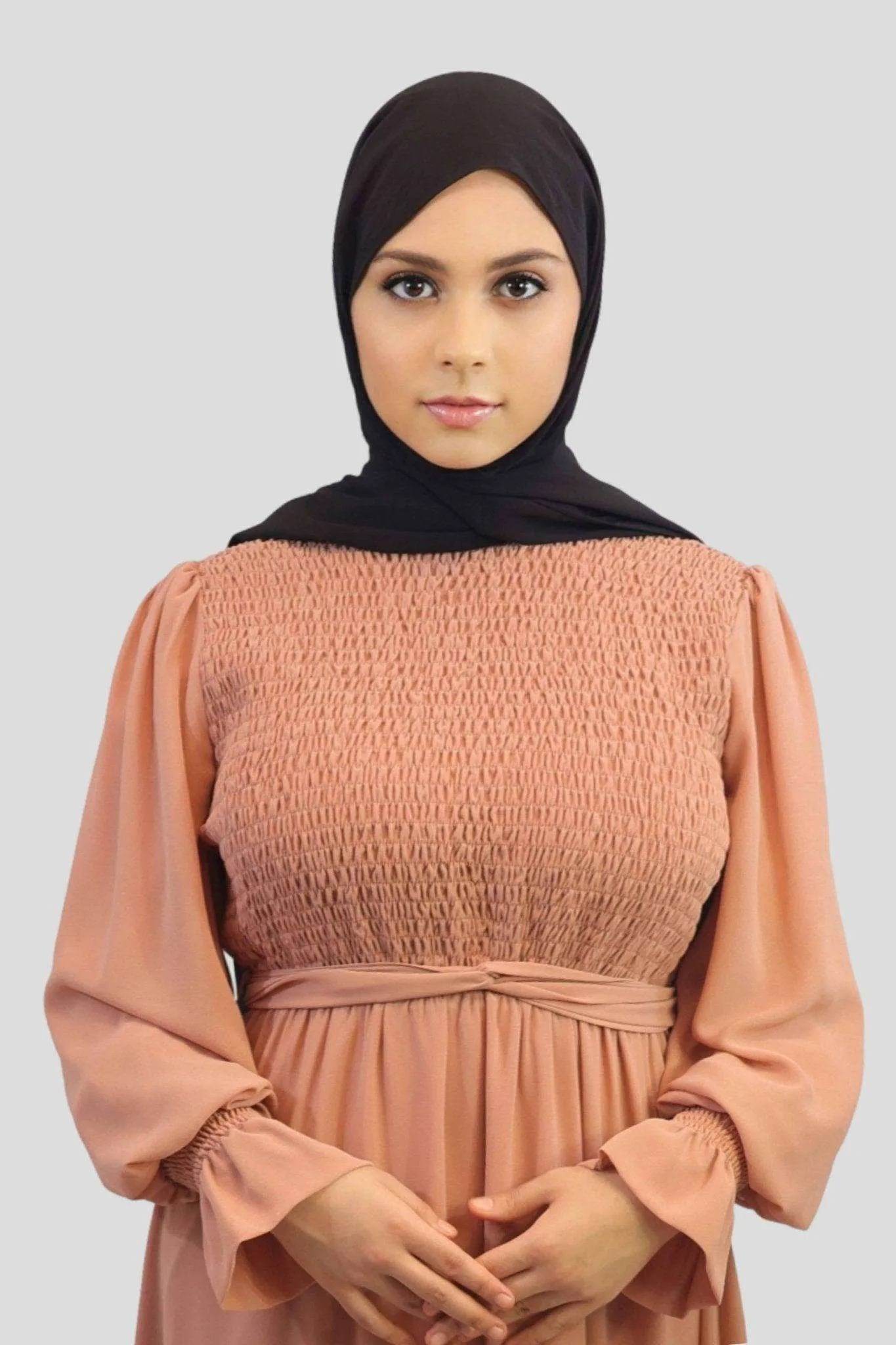Chiffon Fully Lined Smocked Maxi Dress- Ameera