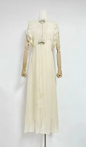 Chiffon Ruffled Maxi Dress in apricot