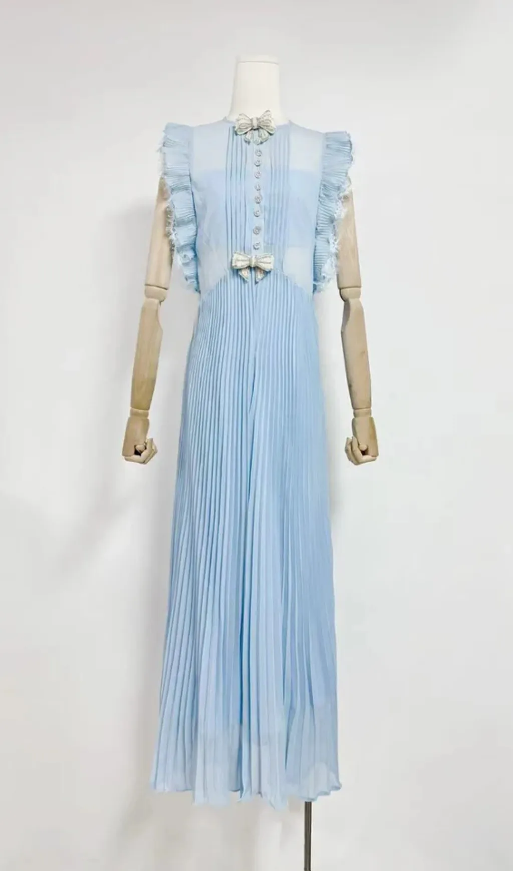 Chiffon Ruffled Maxi Dress in blue