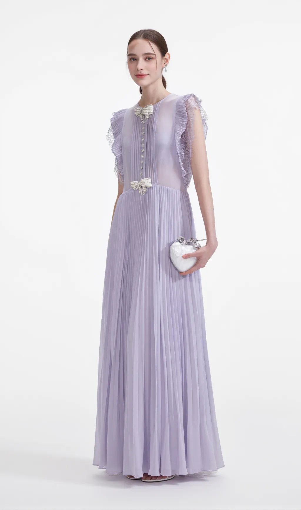 Chiffon Ruffled Maxi Dress in Lilac