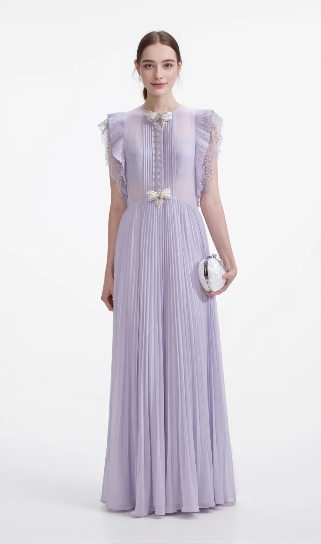 Chiffon Ruffled Maxi Dress in Lilac