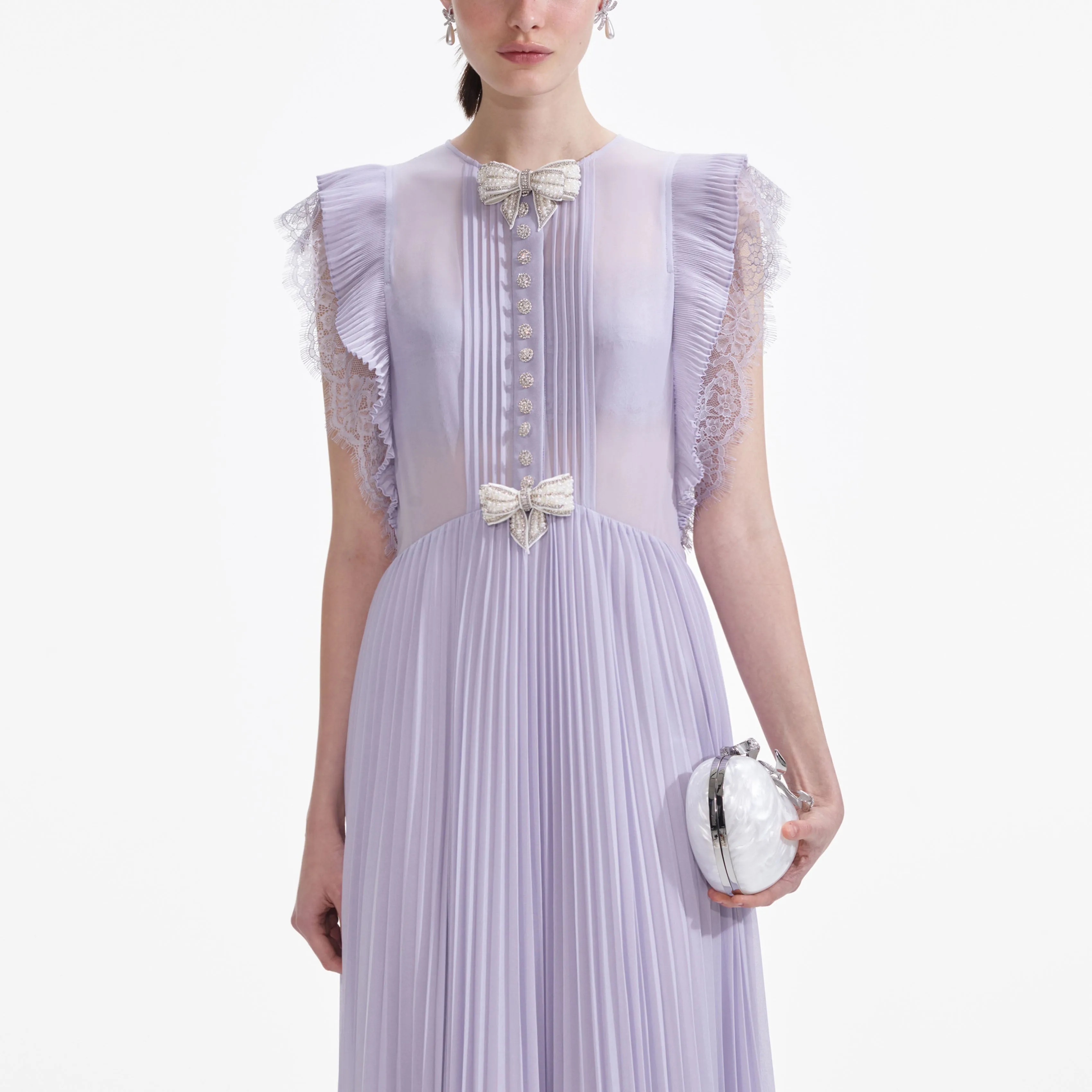 Chiffon Ruffled Maxi Dress in Lilac