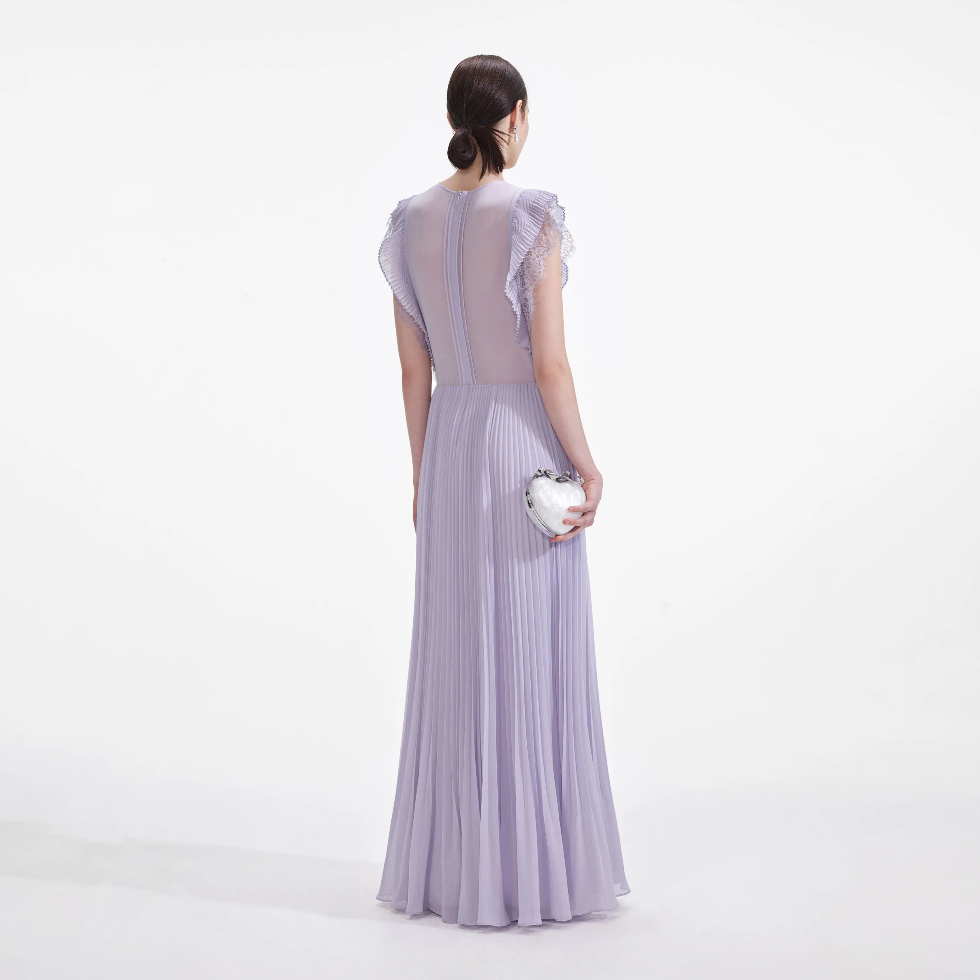 Chiffon Ruffled Maxi Dress in Lilac