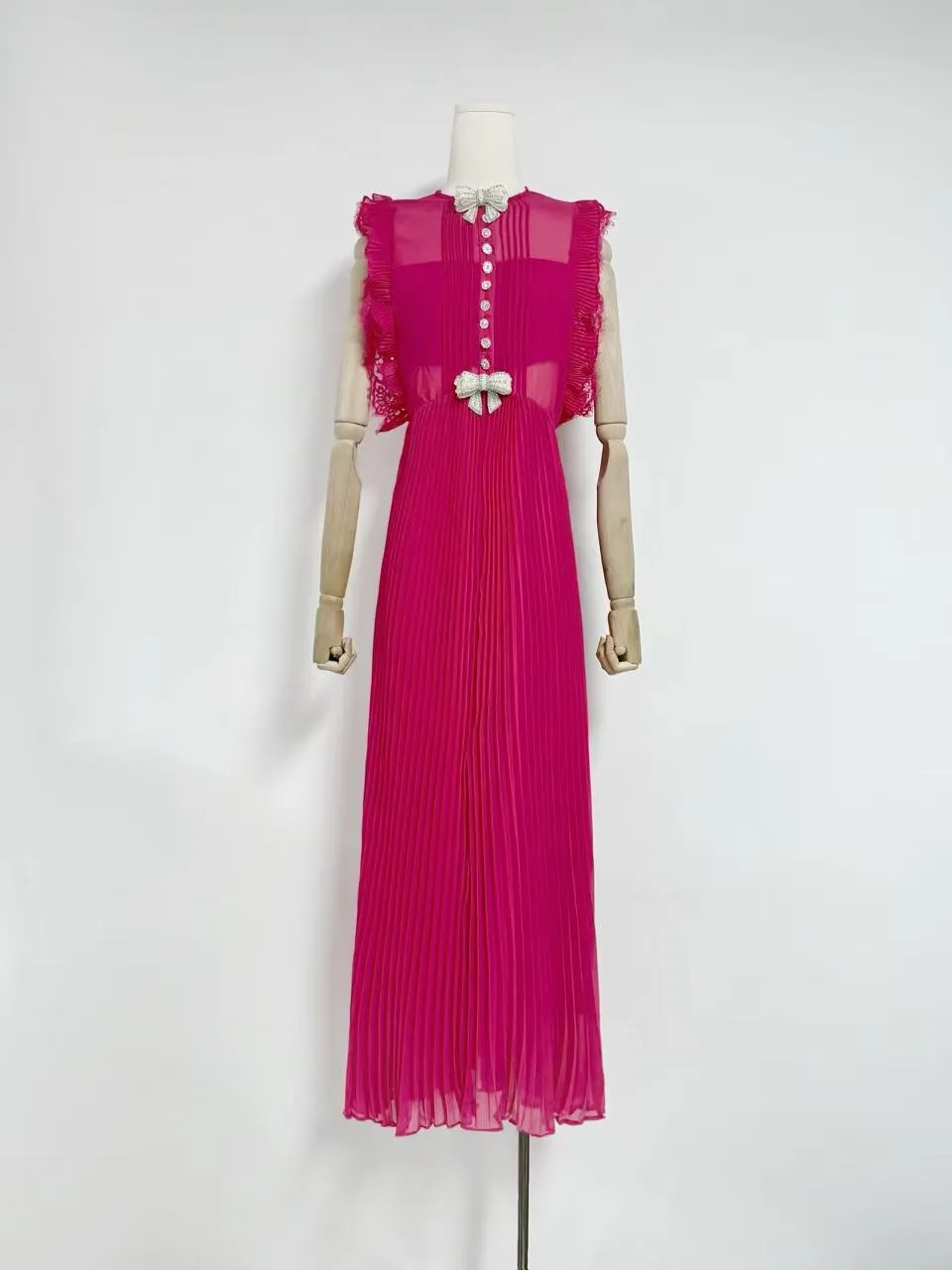 Chiffon Ruffled Maxi Dress in red