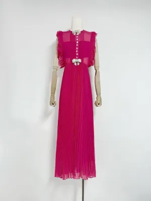 Chiffon Ruffled Maxi Dress in red