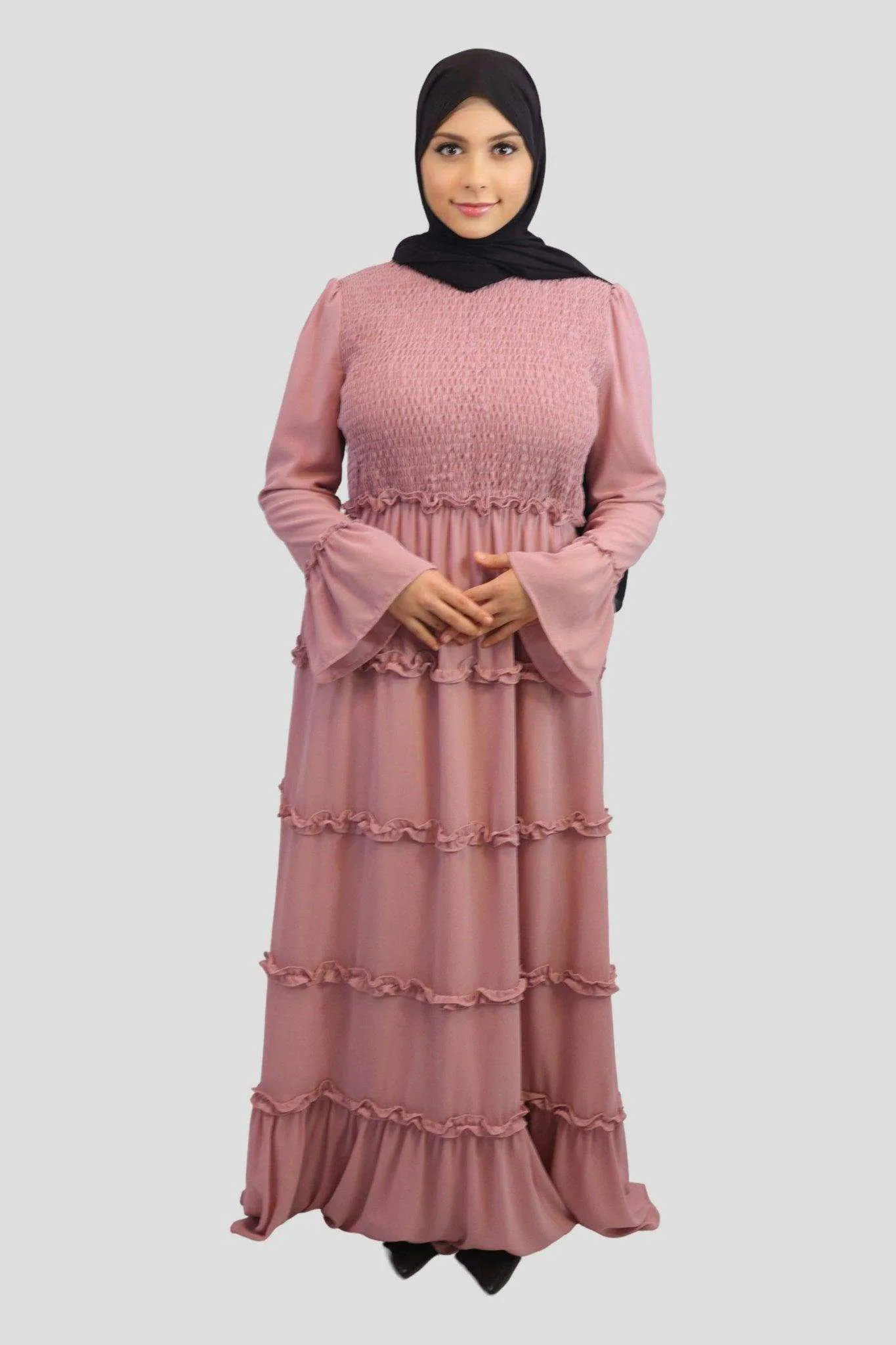 Chiffon Smocked Fully Lined Maxi Dress- Malikah