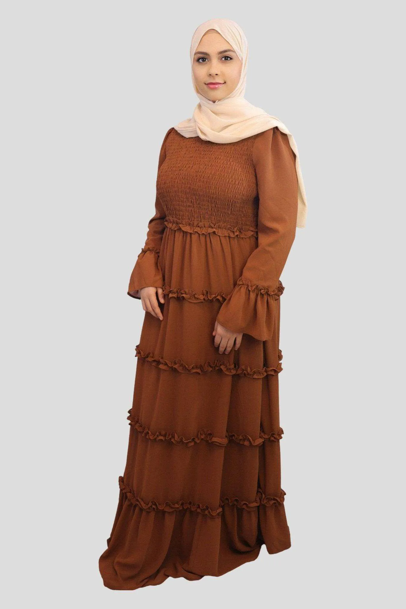 Chiffon Smocked Fully Lined Maxi Dress- Malikah