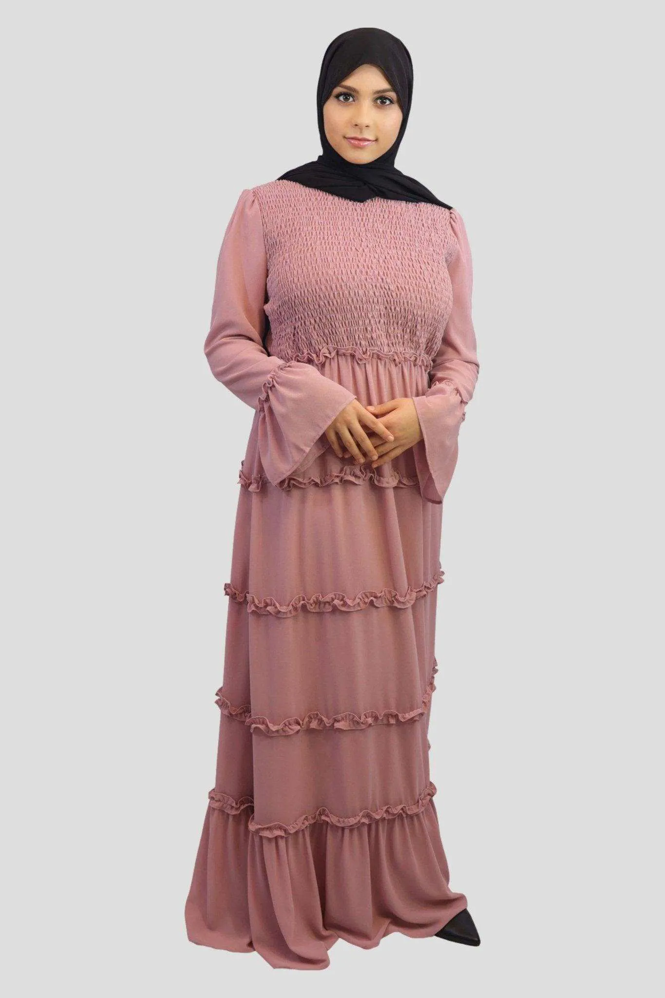 Chiffon Smocked Fully Lined Maxi Dress- Malikah