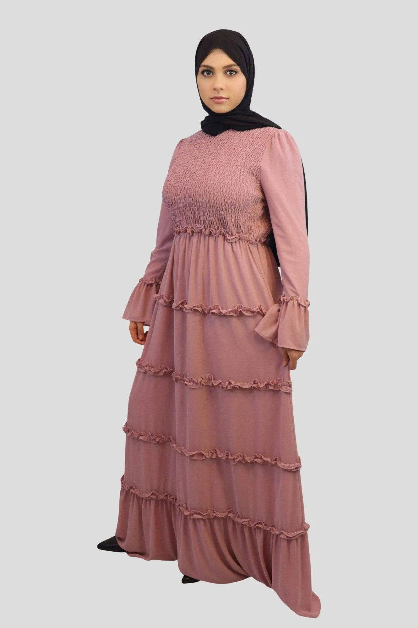 Chiffon Smocked Fully Lined Maxi Dress- Malikah
