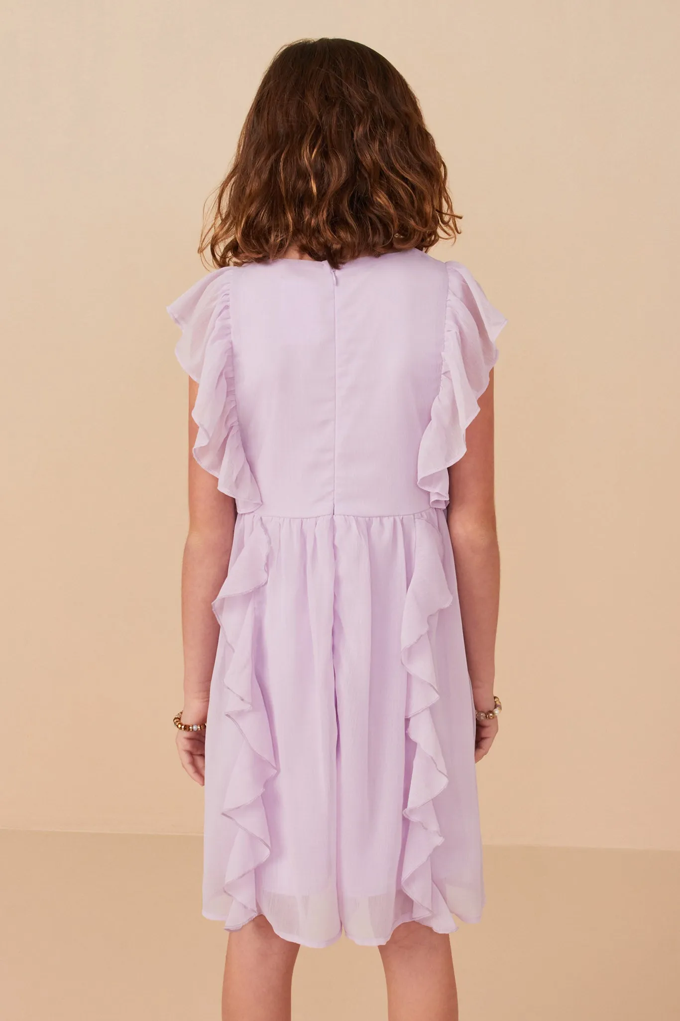 Chiffon Waterfall Ruffled Dress