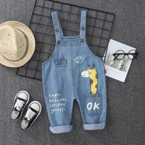 Children Cartoon Giraffe Denim Pants