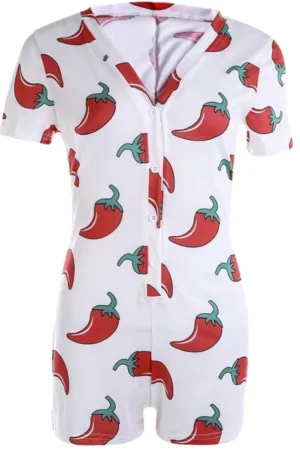 Chili Pepper Onesie Shorts Pajamas