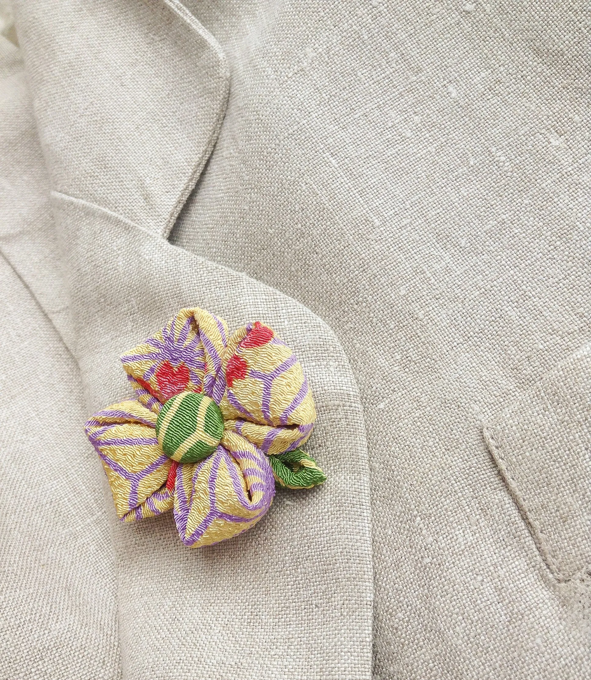 Chirimen Silk Kanzashi Pin