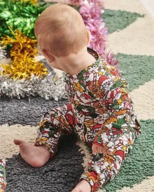 CHRISTMAS PARTY ORGANIC LONG SLEEVE ZIP ROMPER