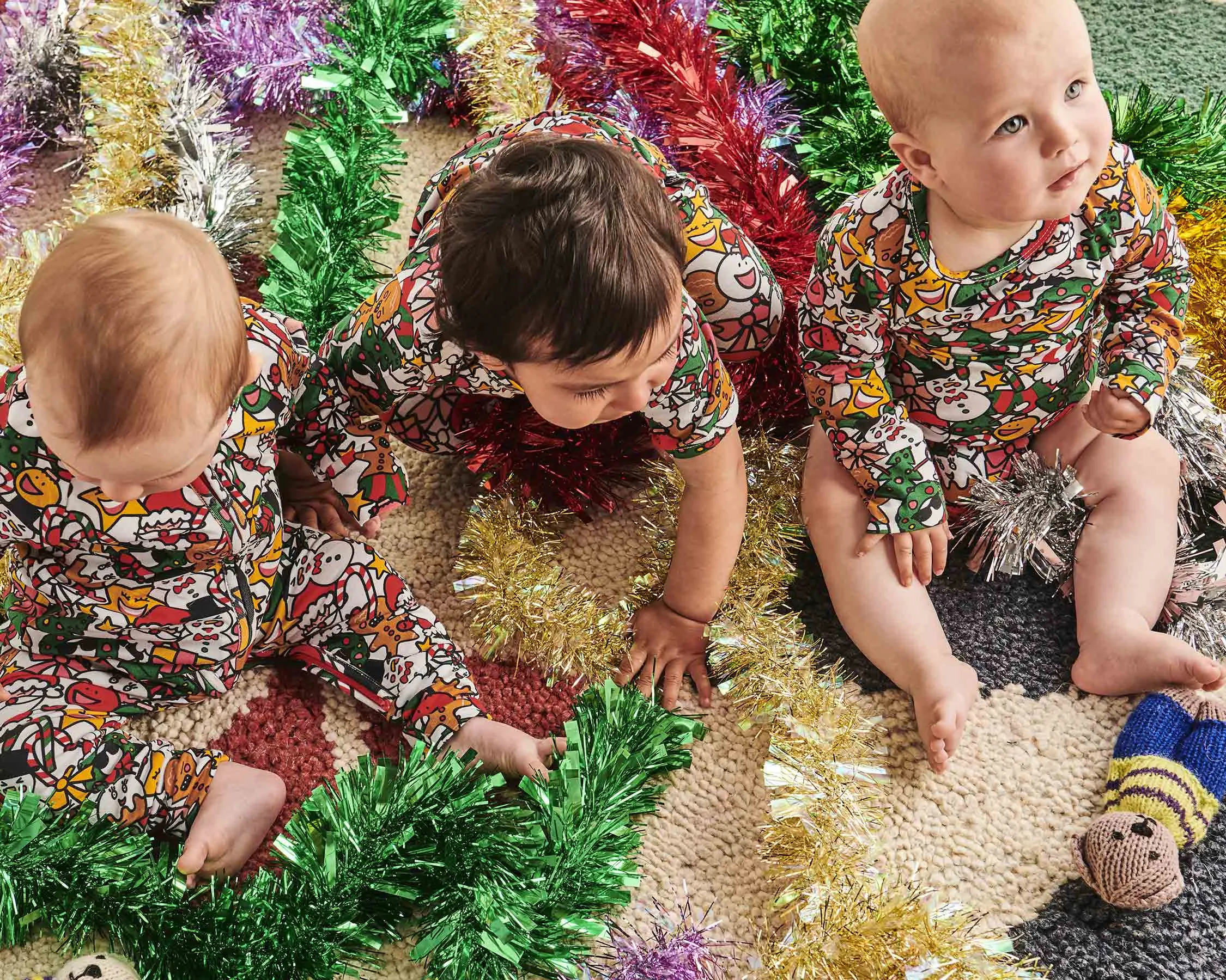CHRISTMAS PARTY ORGANIC LONG SLEEVE ZIP ROMPER