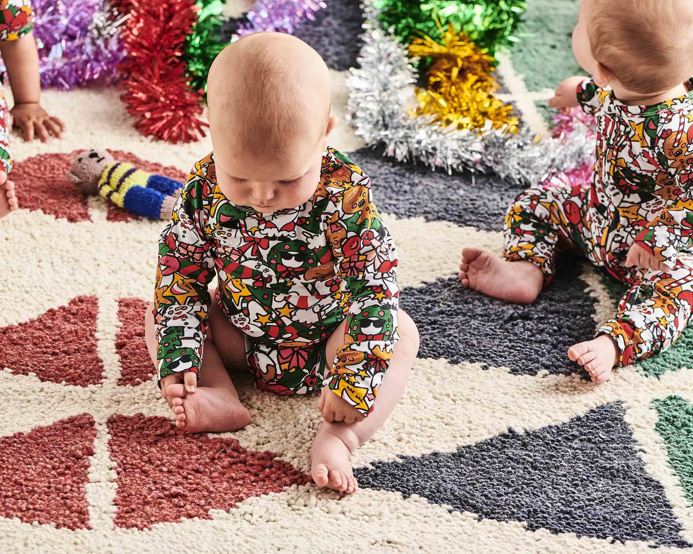 CHRISTMAS PARTY ORGANIC LONG SLEEVE ZIP ROMPER