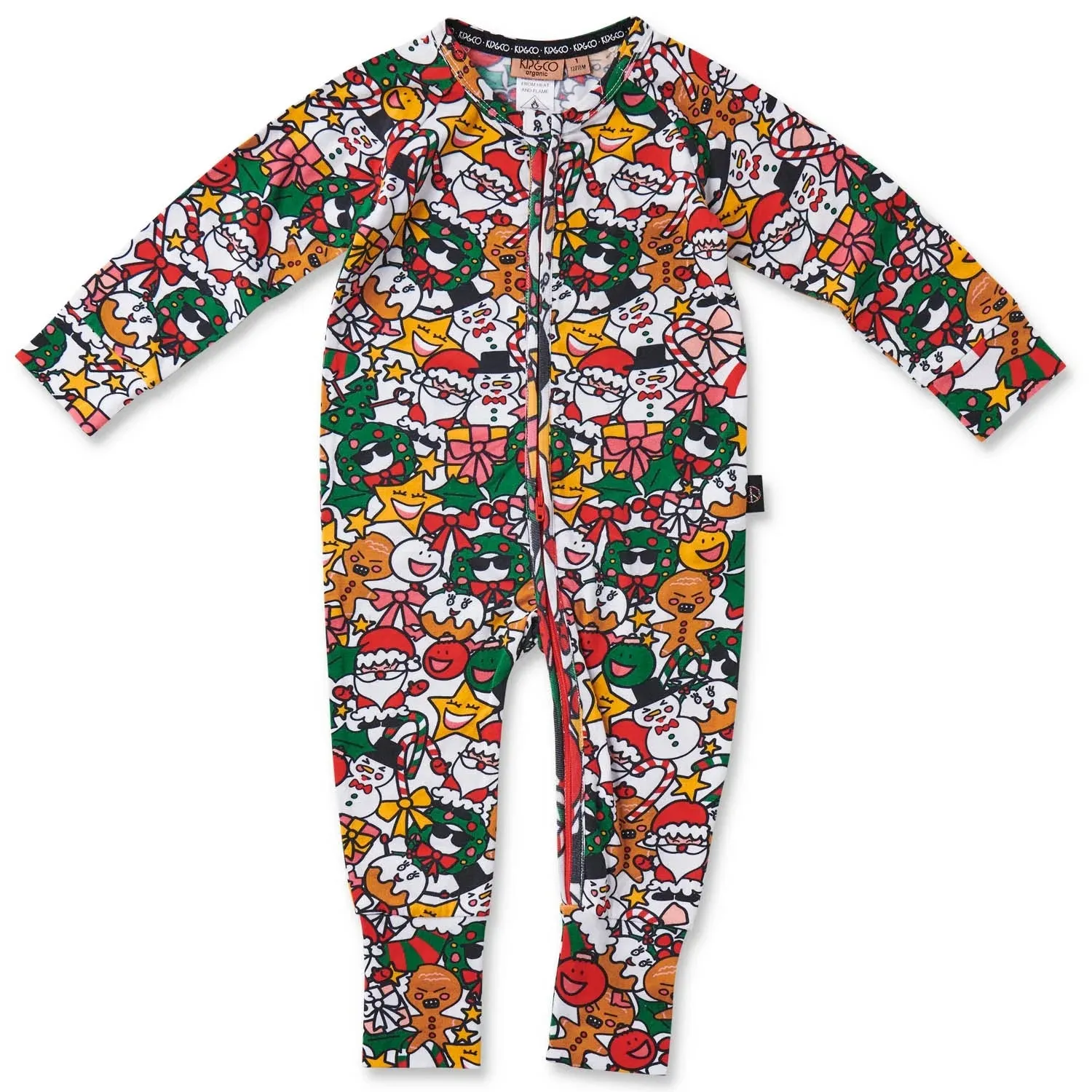 CHRISTMAS PARTY ORGANIC LONG SLEEVE ZIP ROMPER