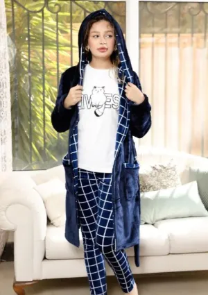 Chtouri women's pajamas, 3 pieces, T-shirt   pants   short robe