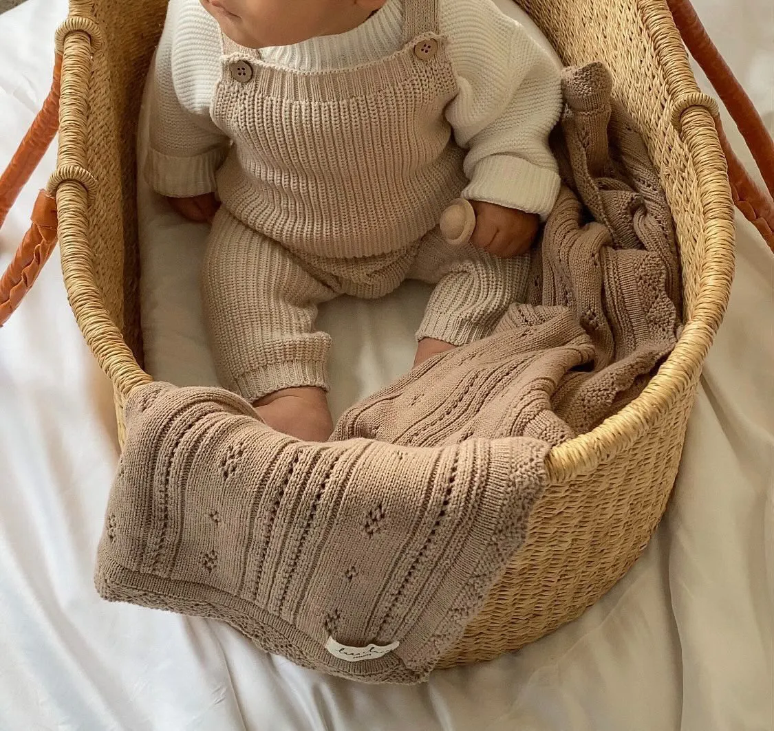 Chunky Knit Overalls - Beige