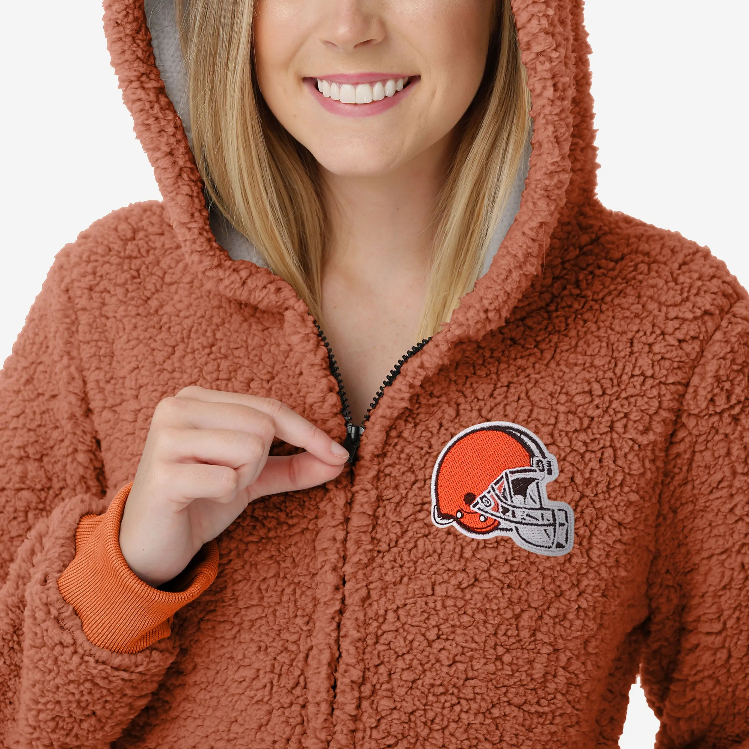 Cleveland Browns Womens Sherpa One Piece Pajamas