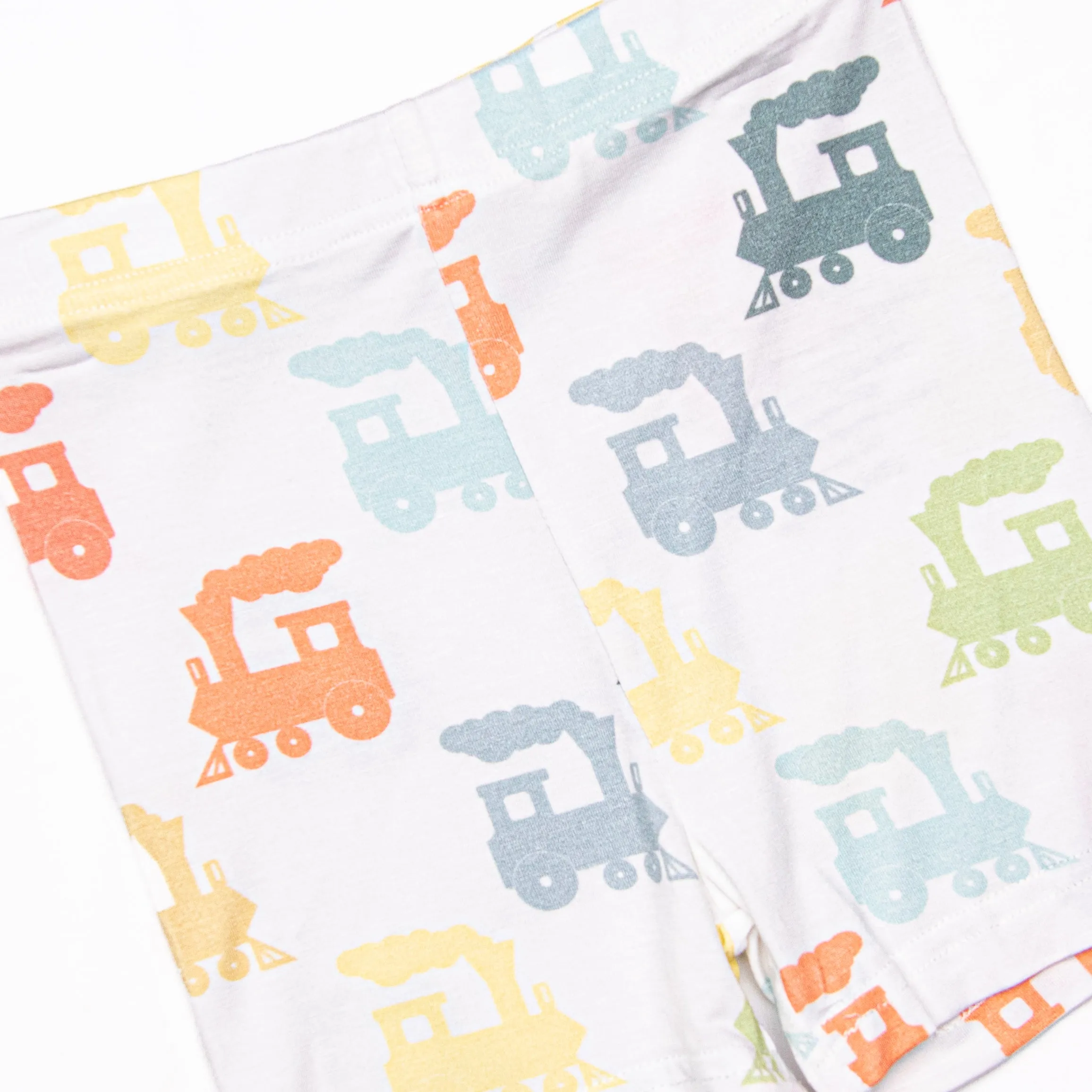 Colorful Caboose Bamboo Pajama Short Set, Orange