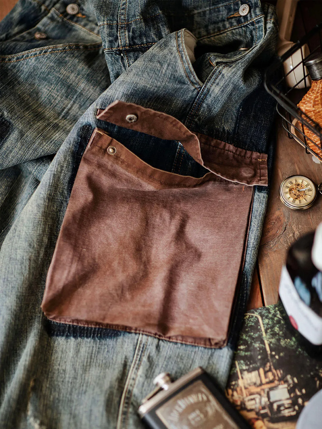 Contrast Denim Overalls
