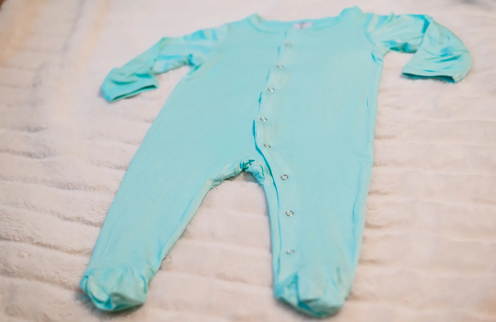 Coral Bamboo Mitten Cuffed Footed Onesie Pajamas / Bamboo Stretch Sleeper