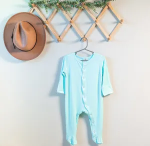 Coral Bamboo Mitten Cuffed Footed Onesie Pajamas / Bamboo Stretch Sleeper