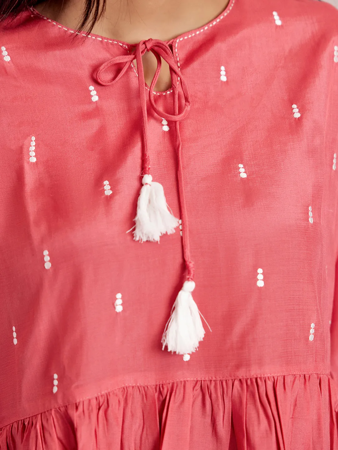 Coral Resham Embroidered Co-ord Set
