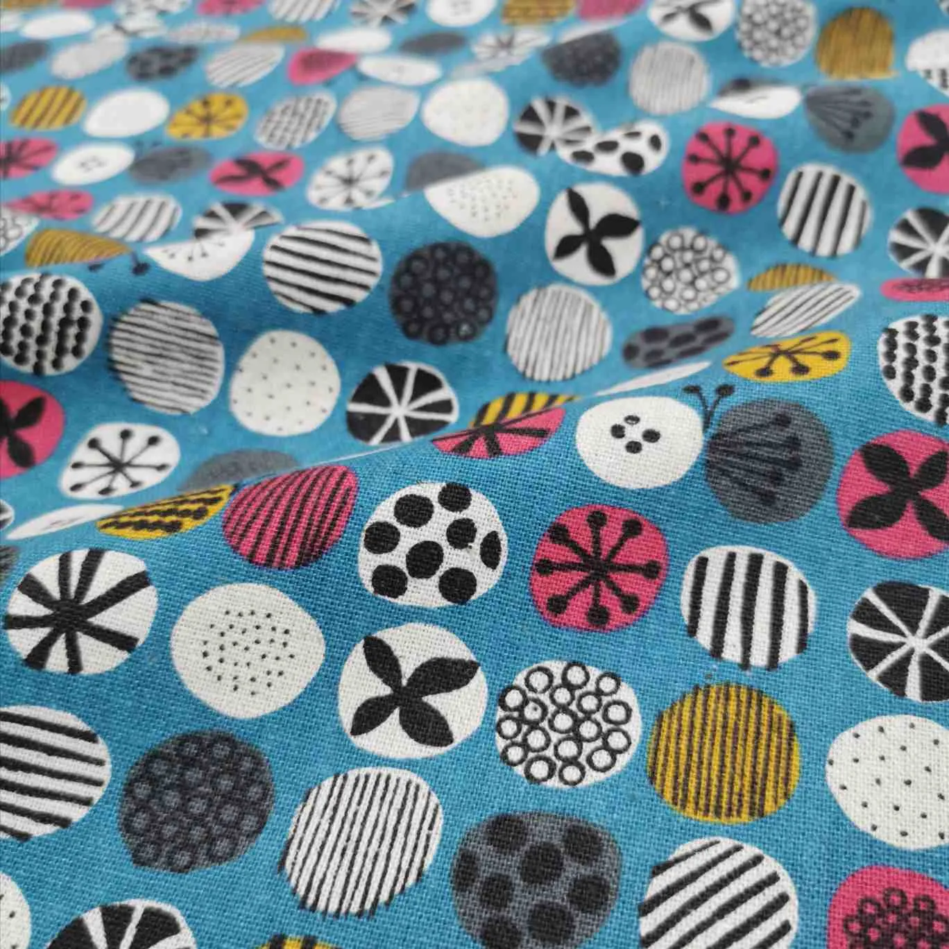 Cosmo Linen Cotton Canvas, Nordic Forest, Circles
