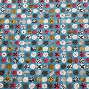 Cosmo Linen Cotton Canvas, Nordic Forest, Circles