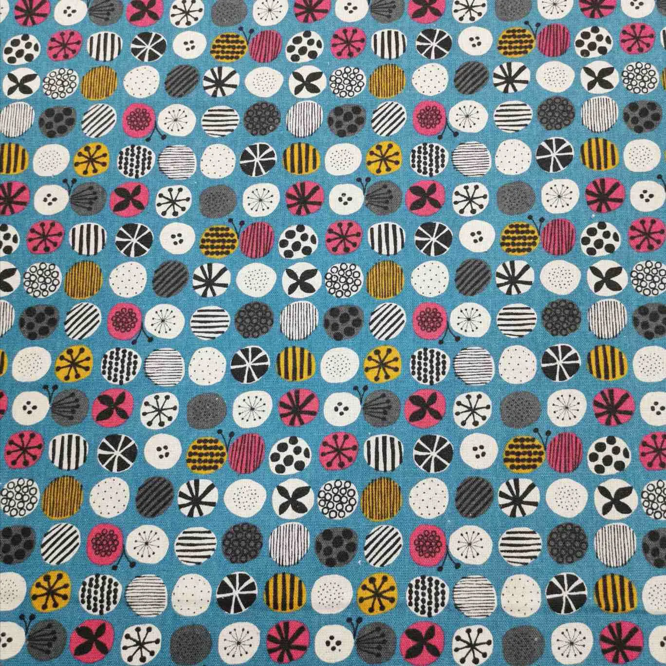 Cosmo Linen Cotton Canvas, Nordic Forest, Circles