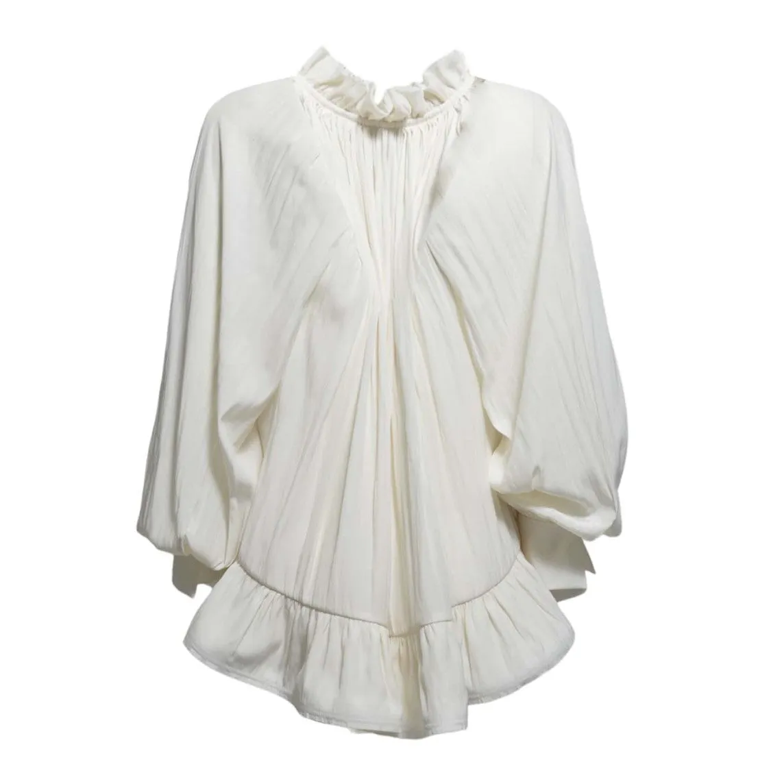 Cream Pleated Charmeuse Blouse