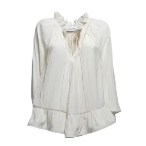 Cream Pleated Charmeuse Blouse
