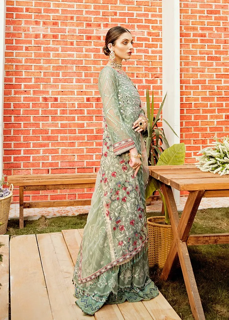 Crinkle Chiffon Embroidered Maxi in Apple Green Color #Y6114