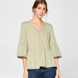 Crochet Trim Peplum Top