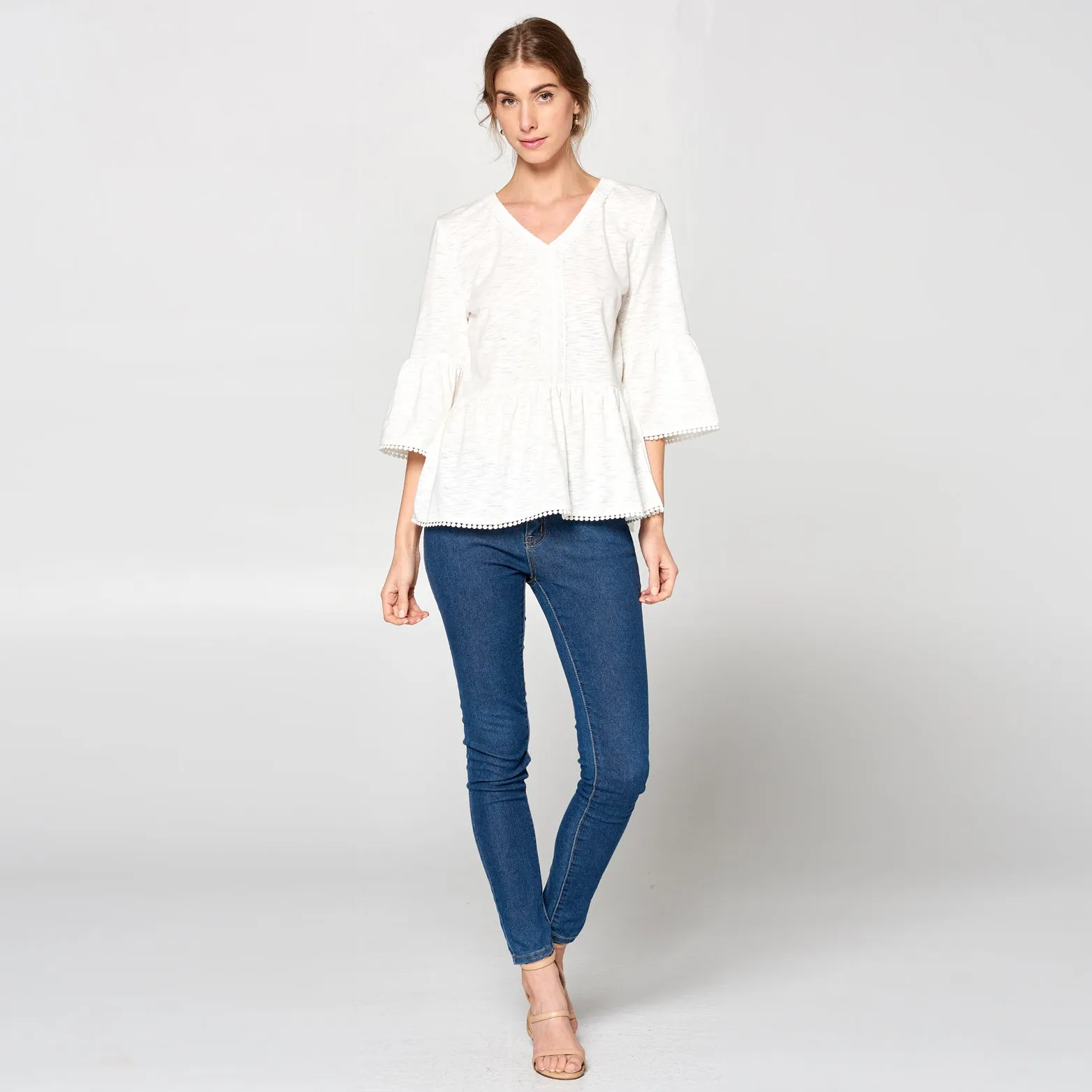 Crochet Trim Peplum Top