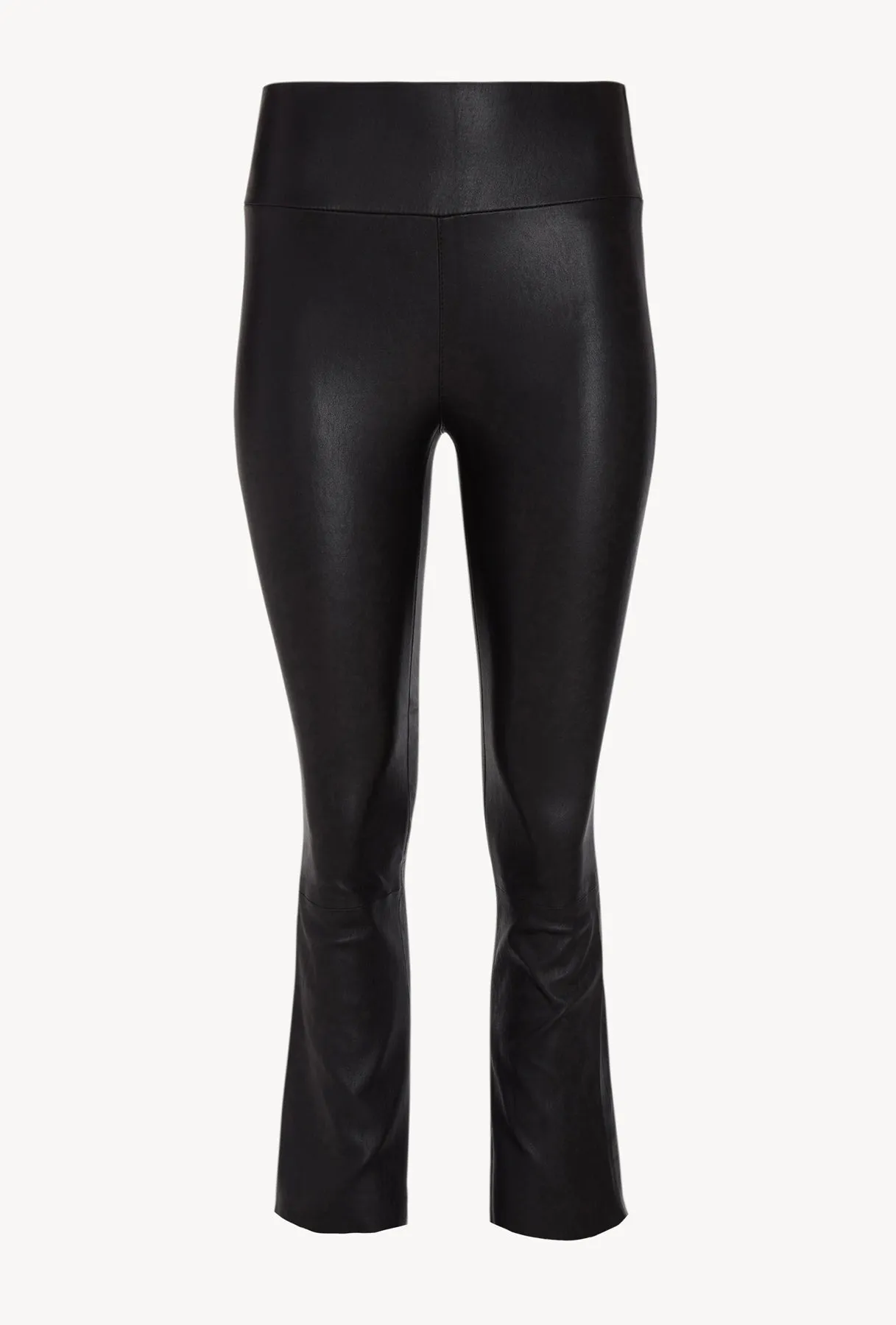 Crop Flare Leather Legging in Black