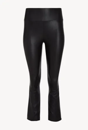 Crop Flare Leather Legging in Black