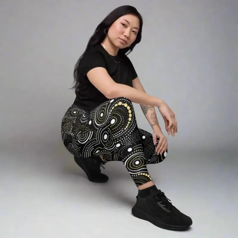 Crossover Leggings in Black and Gold