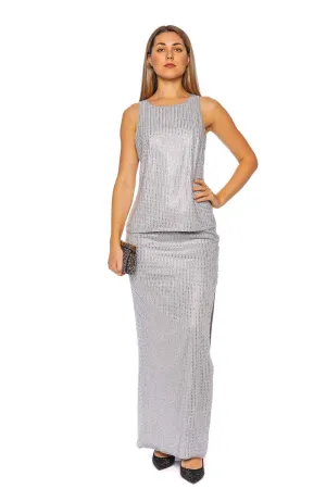 Crystal Embellished Chiffon Maxi Skirt