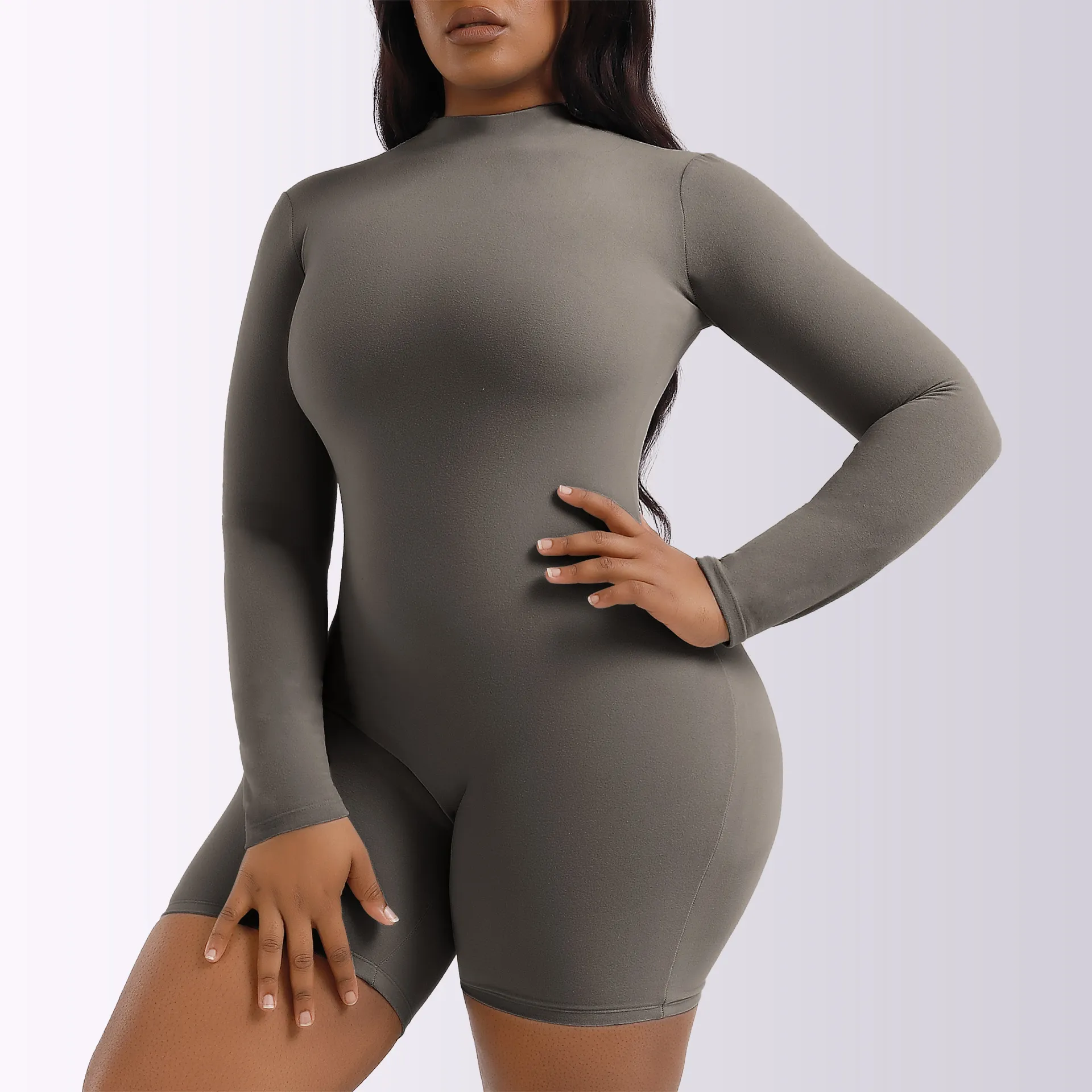 Curve Couture Long Sleeve Fitted Romper