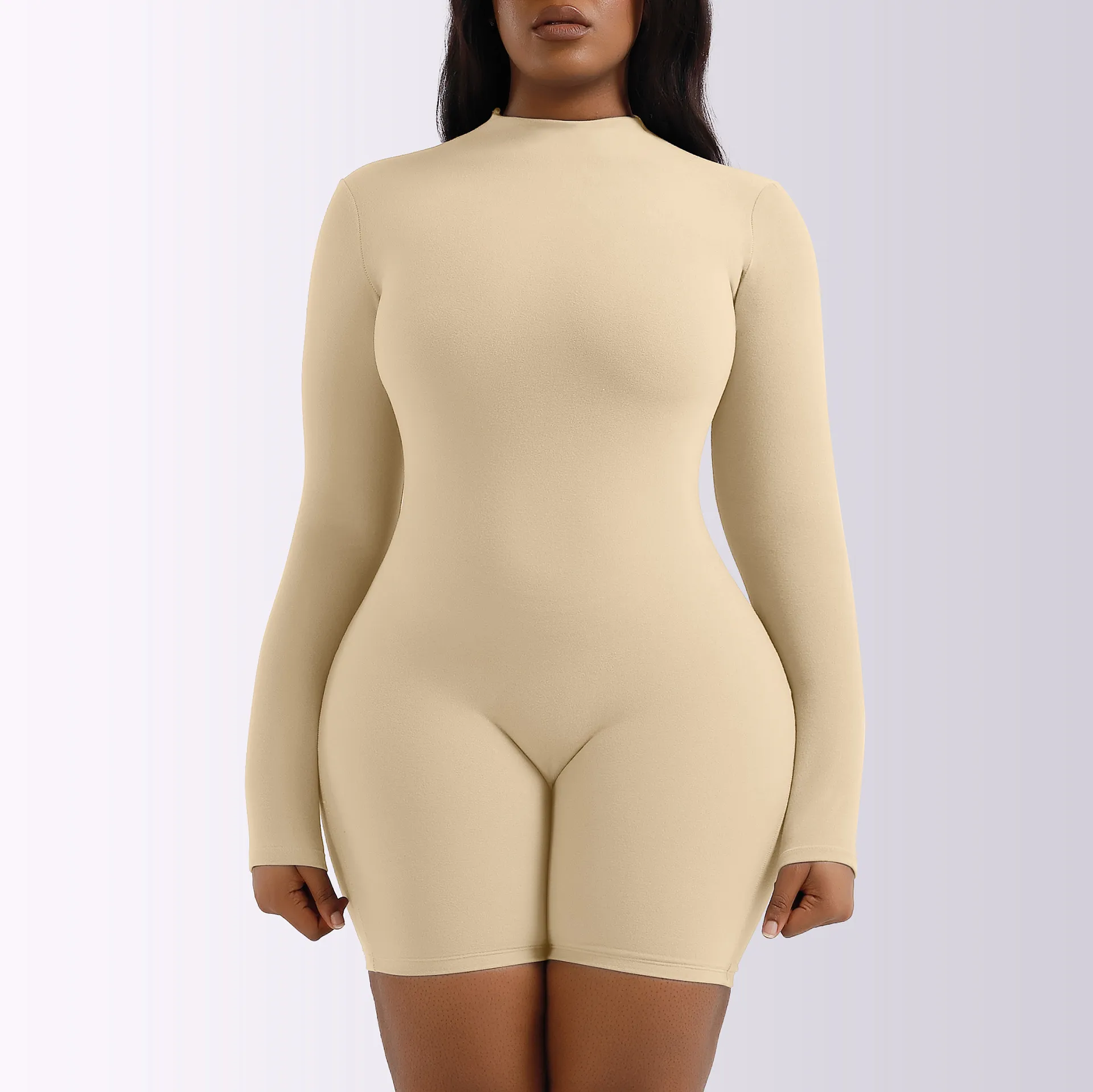 Curve Couture Long Sleeve Fitted Romper