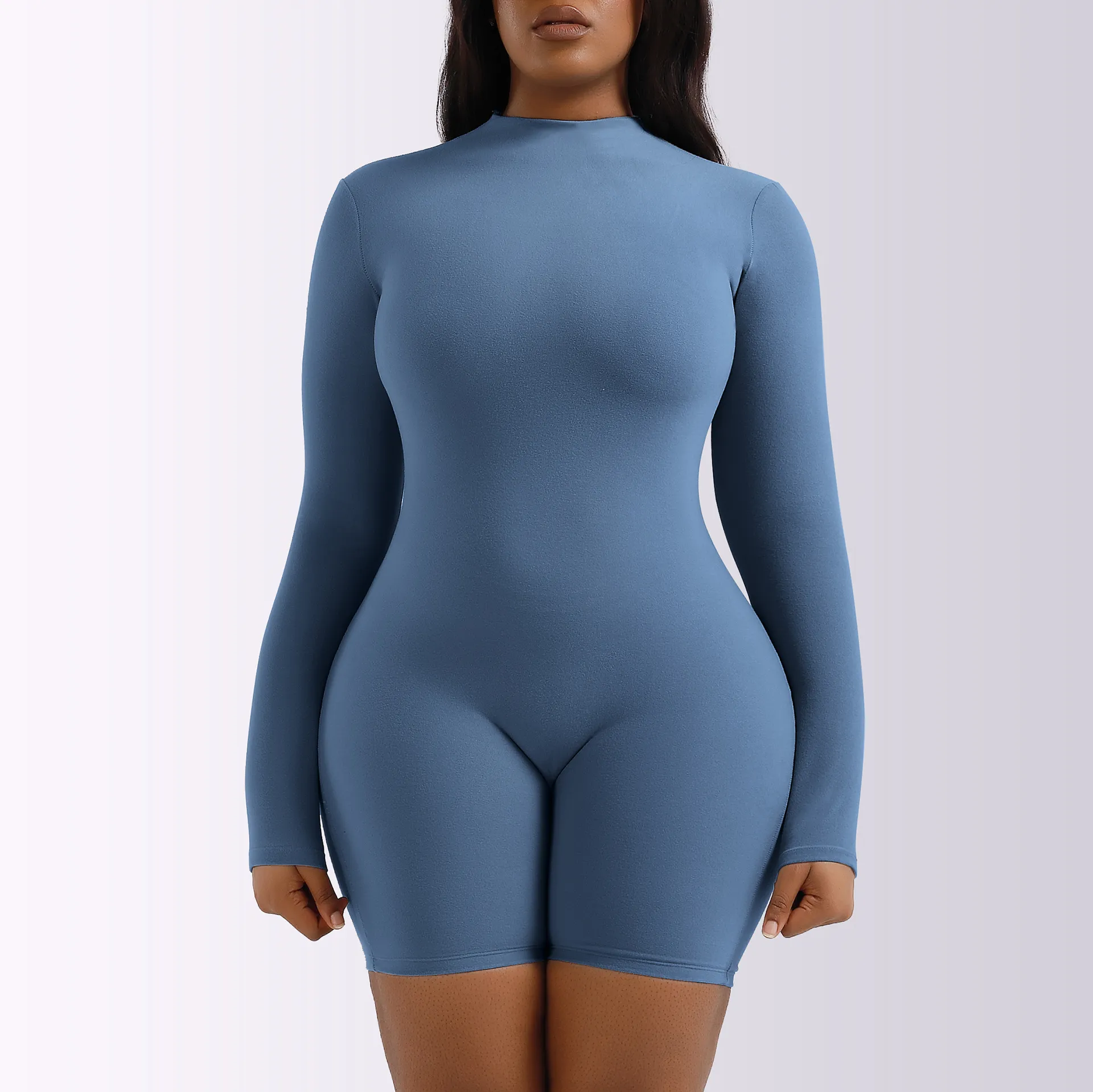 Curve Couture Long Sleeve Fitted Romper